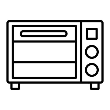 Fırın Simgesi, Basit Siyah ve Beyaz Vektör İllüstrasyonu