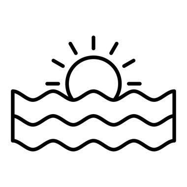 Şafak ve Deniz Simgesi, Basit Siyah ve Beyaz Vektör İllüstrasyonu