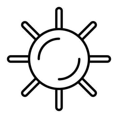 Güneş Simgesi, Basit Siyah ve Beyaz Vektör İllüstrasyonu