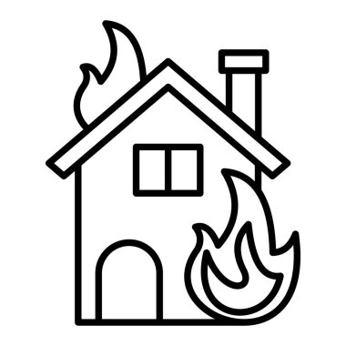 İtfaiye Merkezi Simgesi, Basit Siyah ve Beyaz Vektör İllüstrasyonu