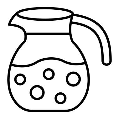 Su Kavanozu Simgesi, Basit Siyah ve Beyaz Vektör İllüstrasyonu