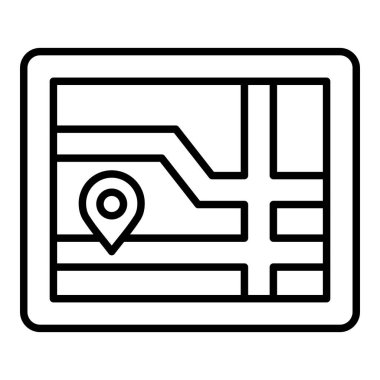 Navigasyon çizgisi simgesi, Basit Siyah ve Beyaz Vektör İllüstrasyonu