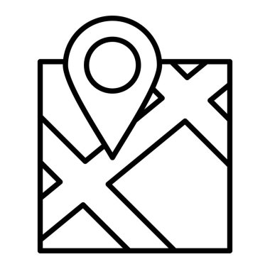 Konum Simgesi, Basit Siyah ve Beyaz Vektör İllüstrasyonu