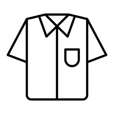 Gömlek Simgesi, Basit Siyah ve Beyaz Vektör İllüstrasyonu