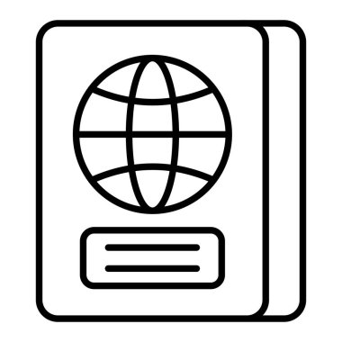 Pasaport Simgesi, Basit Siyah ve Beyaz Vektör İllüstrasyonu