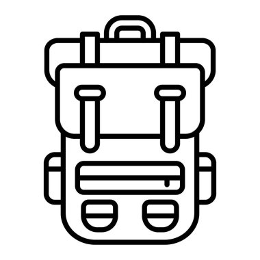 Kamp Torbası Simgesi, Basit Siyah ve Beyaz Vektör İllüstrasyonu