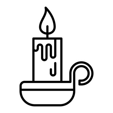 Mum Simgesi, Basit Siyah ve Beyaz Vektör İllüstrasyonu