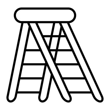 Merdiven Simgesi, Basit Siyah ve Beyaz Vektör İllüstrasyonu