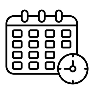 Randevu Simgesi, Basit Siyah ve Beyaz Vektör İllüstrasyonu