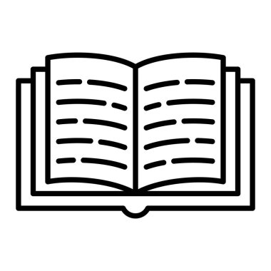 Kitap Simgesi, Basit Siyah ve Beyaz Vektör İllüstrasyonu