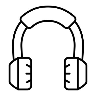 Kulaklık hattı simgesi, Basit Siyah ve Beyaz Vektör İllüstrasyonu