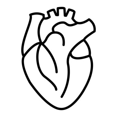 Kalp Simgesi, Basit Siyah ve Beyaz Vektör İllüstrasyonu