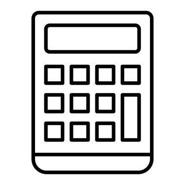 Hesap Makinesi Simgesi, Basit Siyah ve Beyaz Vektör İllüstrasyonu