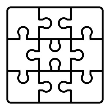 Bulmaca Simgesi, Basit Siyah ve Beyaz Vektör İllüstrasyonu