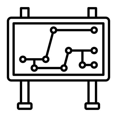 Harita Simgesi, Basit Siyah ve Beyaz Vektör İllüstrasyonu