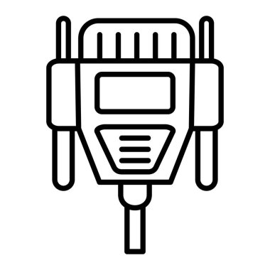 Vga Kablo Simgesi, Basit Siyah ve Beyaz Vektör İllüstrasyonu