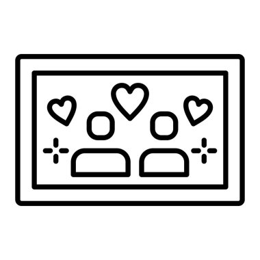 Düğün fotoğrafları çizgisi simgesi, Basit Siyah ve Beyaz Vektör İllüstrasyonu