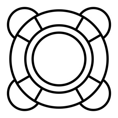 Lifebuoy Simgesi, Basit Siyah ve Beyaz Vektör İllüstrasyonu