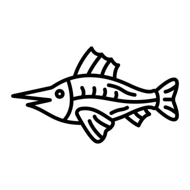 Kılıç Balığı Simgesi, Basit Siyah ve Beyaz Vektör İllüstrasyonu