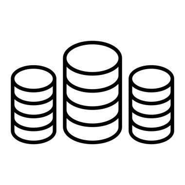 Veritabanı Simgesi, Basit Siyah ve Beyaz Vektör İllüstrasyonu
