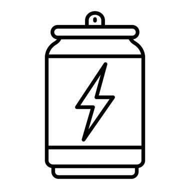 Enerji içeceği Simgesi, Basit Siyah ve Beyaz Vektör İllüstrasyonu