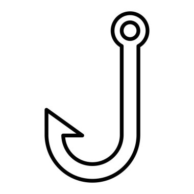 Balık kancası Simgesi, Basit Siyah ve Beyaz Vektör İllüstrasyonu