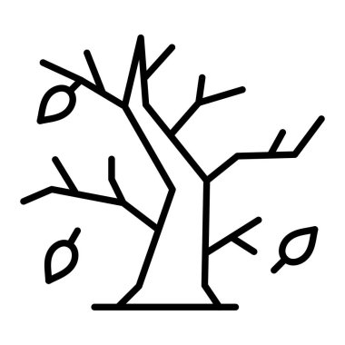 Sonbahar Simgesi, Basit Siyah ve Beyaz Vektör İllüstrasyonu