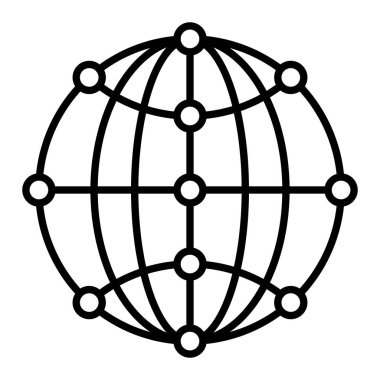 Dünya çapında Simge, Basit Siyah ve Beyaz Vektör İllüstrasyonu