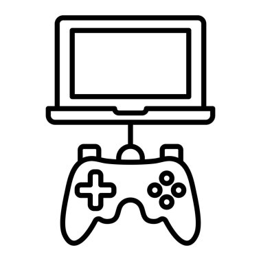 Çevrimiçi Oyun Simgesi, Basit Siyah ve Beyaz Vektör İllüstrasyonu