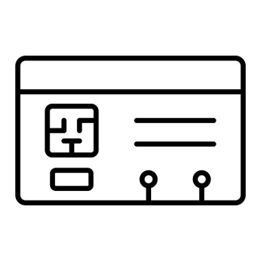 Kredi kartı Simgesi, Basit Siyah ve Beyaz Vektör İllüstrasyonu