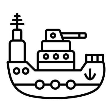 Kruvazör Simgesi, Basit Siyah ve Beyaz Vektör İllüzyonu