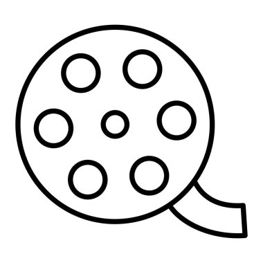 Film Yuvarlama Simgesi, Basit Siyah ve Beyaz Vektör İllüstrasyonu