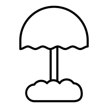 Plaj Şemsiyesi çizgisi simgesi, Basit Siyah ve Beyaz Vektör İllüstrasyonu