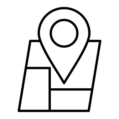 Konum Simgesi, Basit Siyah ve Beyaz Vektör İllüstrasyonu