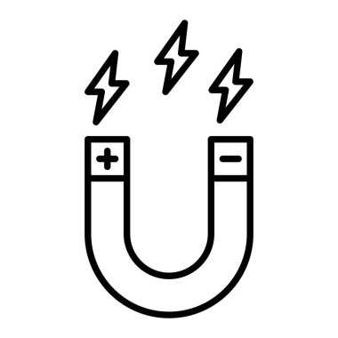 Mıknatıs Simgesi, Basit Siyah ve Beyaz Vektör İllüstrasyonu