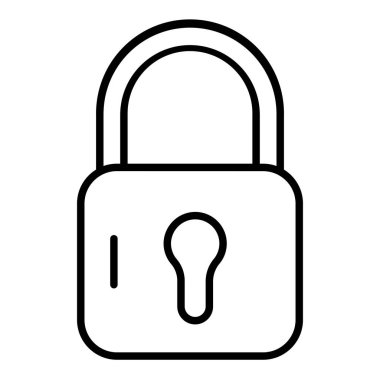 kilit çizgisi simgesi, basit siyah ve beyaz vektör resimlemesi