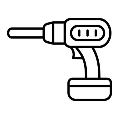 Matkap Simgesi, Basit Siyah ve Beyaz Vektör İllüstrasyonu