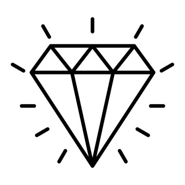 Elmas Simgesi, Basit Siyah ve Beyaz Vektör İllüstrasyonu