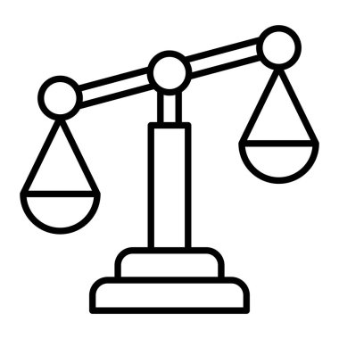 Hukuk Simgesi, Basit Siyah ve Beyaz Vektör İllüstrasyonu