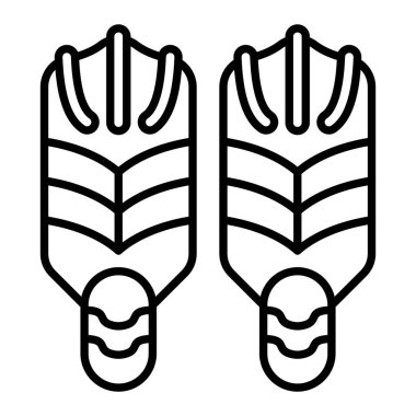 Dalış Finleri Simgesi, Basit Siyah ve Beyaz Vektör İllüstrasyonu