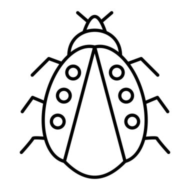 Uğurböceği Simgesi, Basit Siyah ve Beyaz Vektör İllüstrasyonu