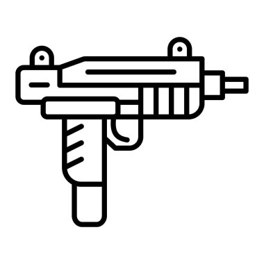 Uzi Simgesi, Basit Siyah ve Beyaz Vektör İllüstrasyonu