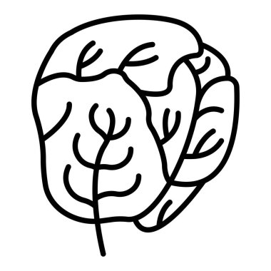 Brüksel lahanası çizgi simgesi, Basit Siyah ve Beyaz Vektör İllüstrasyonu