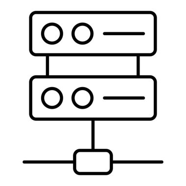 Sunucu Simgesi, Basit Siyah ve Beyaz Vektör İllüstrasyonu