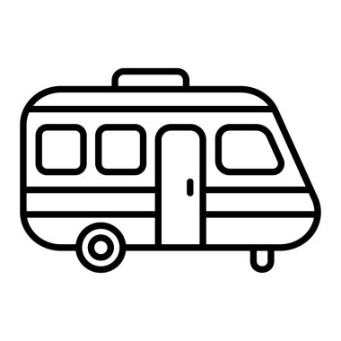 Caravan Icon, Simple Black And White Vector Illustration clipart