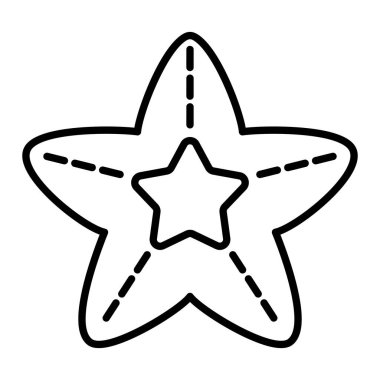 Denizyıldızı Simgesi, Basit Siyah ve Beyaz Vektör İllüstrasyonu