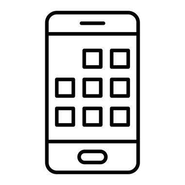 Uygulama Simgesi, Basit Siyah ve Beyaz Vektör İllüstrasyonu