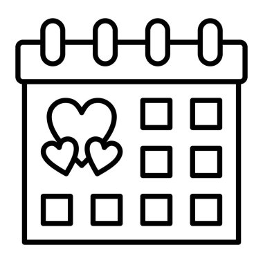 Düğün Günü simgesi, Basit Siyah ve Beyaz Vektör İllüstrasyonu