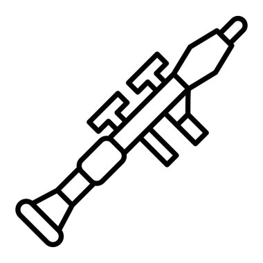 Rpg Simgesi, Basit Siyah ve Beyaz Vektör İllüstrasyonu