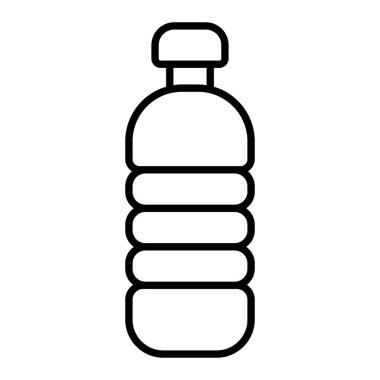 Su Şişe Simgesi, Basit Siyah ve Beyaz Vektör İllüstrasyonu
